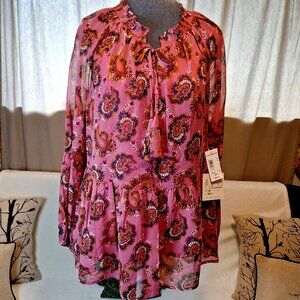 NEW Pink Paisley Long Sleeve Flowy Top